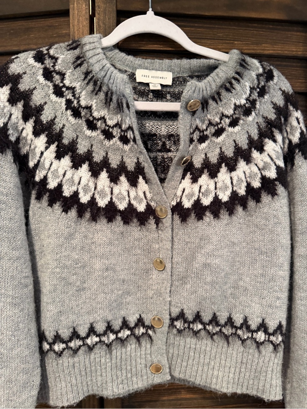 Light Gray Nordic Button Cardigan Sweater